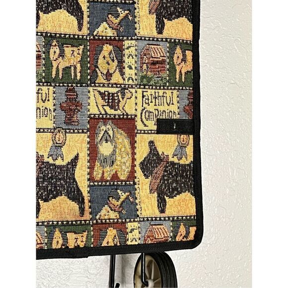 Tapestry Dog Themed Wheeled Shopping Tote With Zipper Closure - Picture 5 of 8